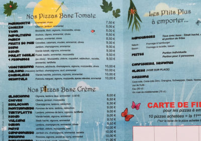 Menus du restaurant La Toile de Goliath